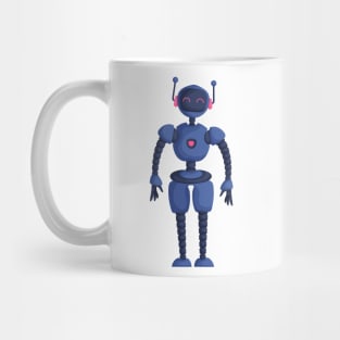 Cute girl robot dark blue Mug